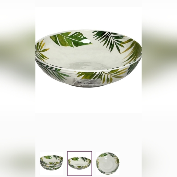4 Tommy Bahama Salad Pasta bowls Palm Leaf Melamine Tropical set 9” New - Picture 2 of 3